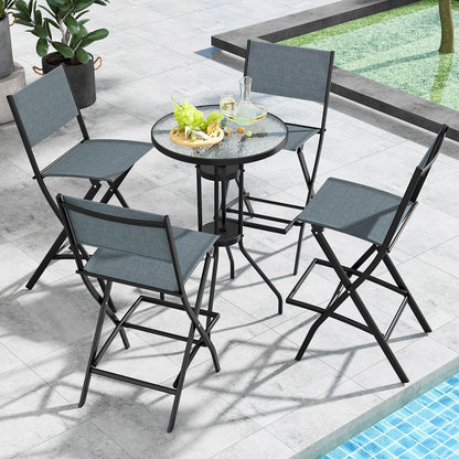Folding Bar Stools Set of 2 Backrest Humanized Footrest