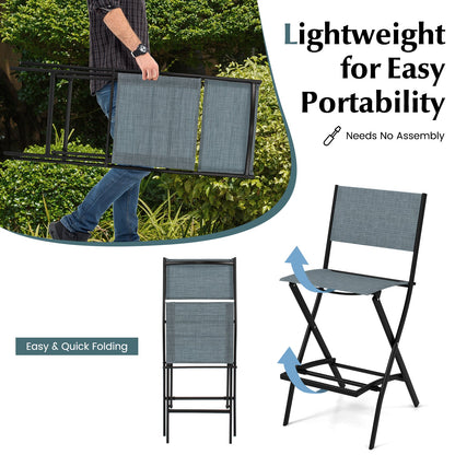 Folding Bar Stools Set of 2 Backrest Humanized Footrest