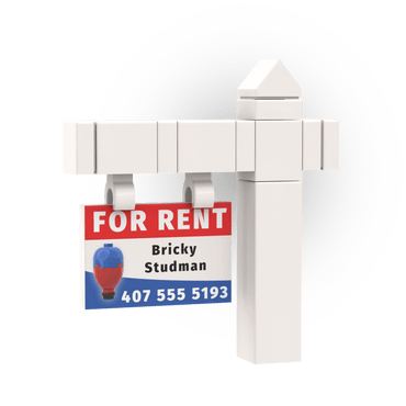 "For Rent" Realtor Sign and Post - Custom Printed Mini Build Set - Made Using LEGO® parts