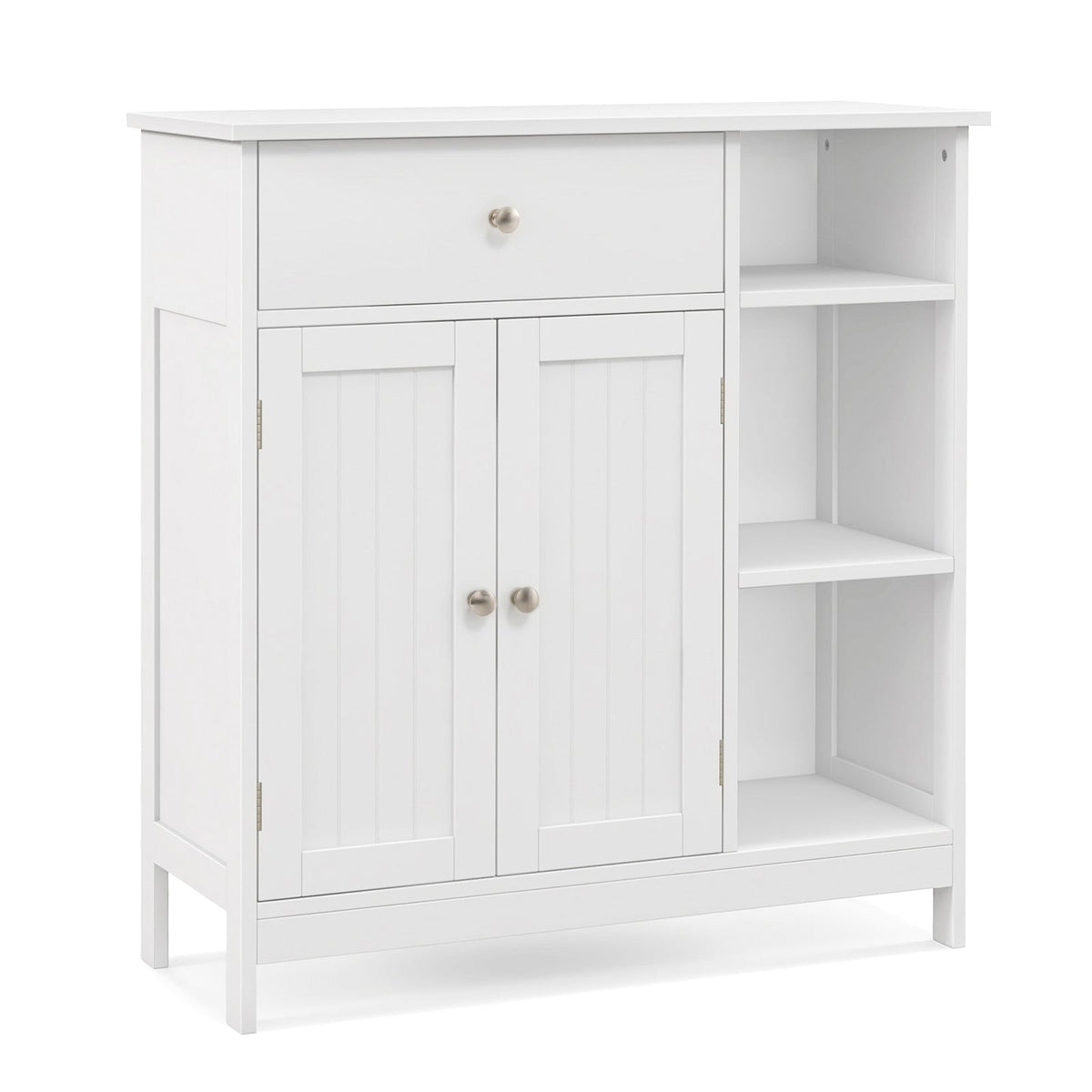 Bathroom Cabinet Floor Cabinet with Drawer and Open Compartments-White