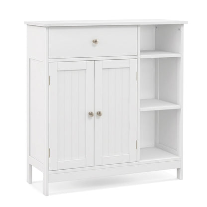 Bathroom Cabinet Floor Cabinet with Drawer and Open Compartments-White