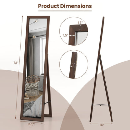 Full Length Mirror with Stand and Solid Wood Frame