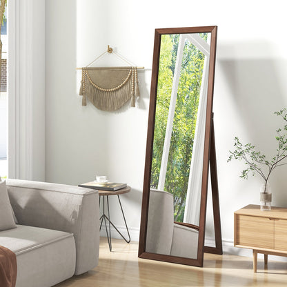 Full Length Mirror with Stand and Solid Wood Frame