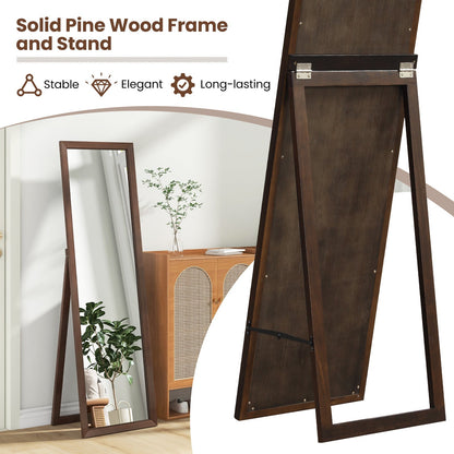 Full Length Mirror with Stand and Solid Wood Frame