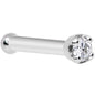Solid 14K White Gold 1.5mm Genuine Diamond Nose Ring