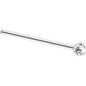Solid 14K White Gold 2mm Clear Cubic Zirconia Nose Ring