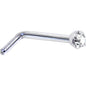 Solid 14K White Gold 2mm Clear Cubic Zirconia Nose Ring