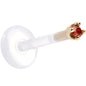 Solid 14K Yellow Gold 1.5mm Genuine Red Diamond Bioplast Push in Labret