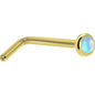 Solid 14K Yellow Gold 2mm Light Blue Synthetic Opal Nose Ring