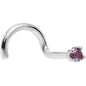 Solid 14K White Gold 1.5mm Genuine Purple Diamond Nose Ring