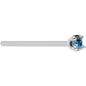 Solid 14K White Gold 1.5mm Genuine Blue Diamond Nose Ring
