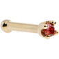 Solid 14K Yellow Gold 1.5mm Genuine Red Diamond Nose Ring