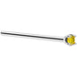 Solid 14K White Gold 1.5mm Genuine Yellow Diamond Nose Ring