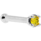Solid 18K White Gold 1.5mm Genuine Yellow Diamond Nose Ring