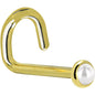 Solid 14K Yellow Gold 2mm Cultured Pearl Nose Ring