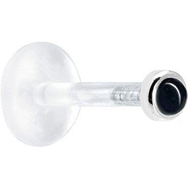16G 1/4 Solid 14K White Gold 2mm Genuine Onyx Bioplast Tragus Earring Stud
