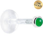 16G 1/4 Solid 14K White Gold 2mm Genuine Jade Bioplast Tragus Earring Stud