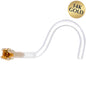 18G 1/4 Yellow Gold 1.5mm Genuine Citrine Bioplast Nose Ring
