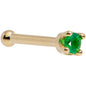 Solid 18K Yellow Gold 1.5mm Genuine Emerald Nose Ring