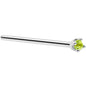 Solid 18K White Gold 1.5mm Genuine Peridot Nose Ring