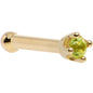 Solid 18K Yellow Gold 1.5mm Genuine Peridot Nose Ring