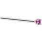Solid 14K White Gold 1.5mm Genuine Pink Sapphire Nose Ring