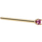 Solid 14K Yellow Gold 1.5mm Genuine Pink Sapphire Nose Ring