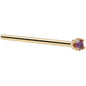 Solid 18K Yellow Gold 1.5mm Genuine Purple Diamond Nose Ring