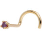 Solid 18K Yellow Gold 1.5mm Genuine Purple Diamond Nose Ring