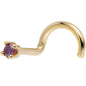 Solid 18K Yellow Gold 1.5mm Genuine Purple Diamond Nose Ring