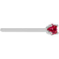 Solid 18K White Gold 1.5mm Diamond Cut Genuine Ruby Nose Ring
