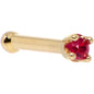 Solid 18K Yellow Gold 1.5mm Diamond Cut Genuine Ruby Nose Ring