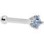 Solid 18K White Gold 1.5mm Genuine Topaz Nose Ring
