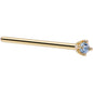 Solid 18K Yellow Gold 1.5mm Genuine Topaz Nose Ring