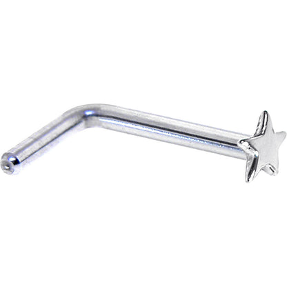 Solid 14K White Gold Star Nose Ring