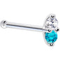 14k White Gold Mint Green 1.5mm CZ Marquise Nose Ring