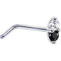 14k White Gold Black 1.5mm CZ Marquise Nose Ring