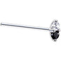 14k White Gold Black 1.5mm CZ Marquise Nose Ring