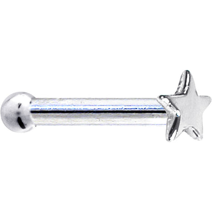 Solid 14K White Gold Star Nose Ring