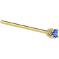 Solid 14K Yellow Gold 2mm Arctic Blue Cubic Zirconia Nose Ring