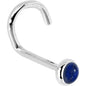 Solid 14K White Gold 2mm Lapis Lazuli Straight Nose Ring