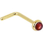 Solid 14K Yellow Gold 2mm Red Garnet Nose Ring