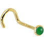 Solid 14K Yellow Gold 2mm Jade Nose Ring