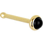 Solid 14K Yellow Gold 2mm Onyx Nose Ring