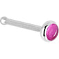 Solid 14K White Gold 2mm Pink Tourmaline Nose Ring