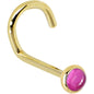 Solid 14K Yellow Gold 2mm Pink Tourmaline Nose Ring