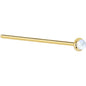 Solid 14K Yellow Gold 2mm Rainbow Moonstone Nose Ring