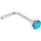 Solid 14K White Gold 2mm Turquoise Nose Ring