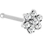 Solid 14K White Gold Clear Cubic Zirconia Flower Nose Ring