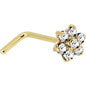 Solid 14K Yellow Gold Clear Cubic Zirconia Flower Nose Ring